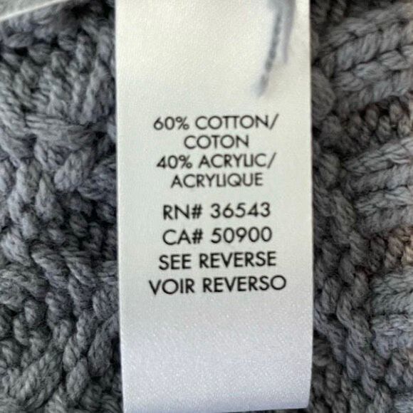 Calvin Klein Chunky Knit Cardigan Sweater Gray Cotton Zip Front Soft M - Picture 7 of 9